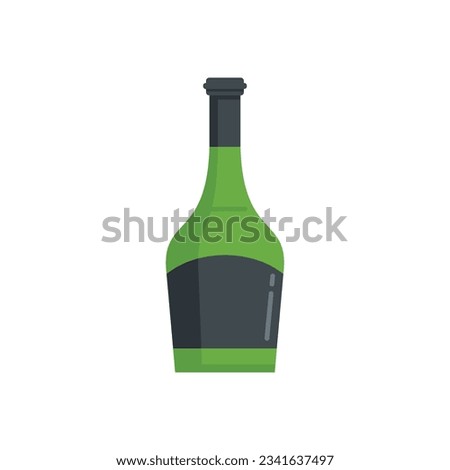 Wine bottle icon flat vector. Glass bottle vine label. Alcohol champagne isolated