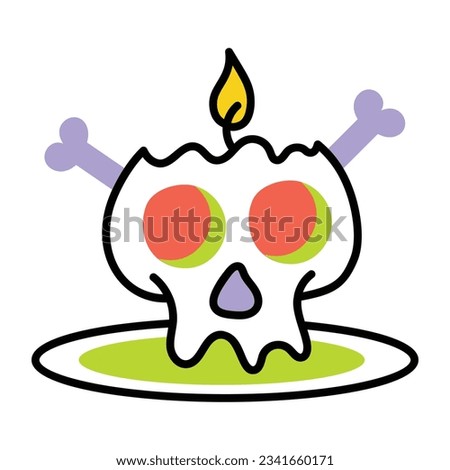 Doodle icon of skull candle