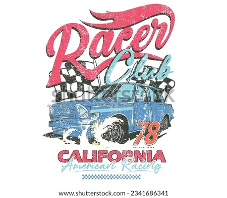 Racing club. Speed racing print design for t shirt print, poster, sticker, background and other uses. 