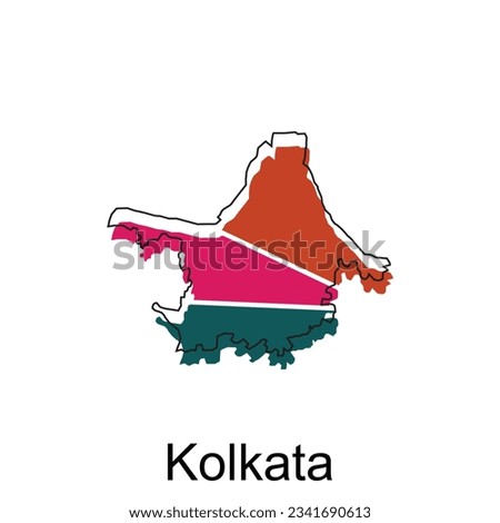 Map Of Kolkata City Modern Simple Geometric, illustration vector design template