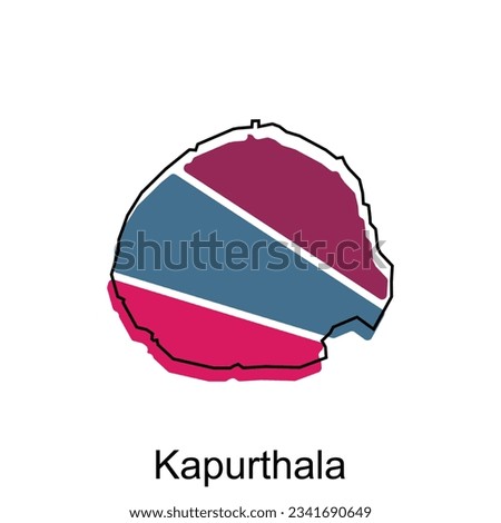 Map of Kapurthala vector template with outline, graphic sketch style isolated on white background