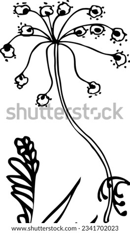 Flower and leaf floral ink vector illustration for wedding invitation, greeting cards etc