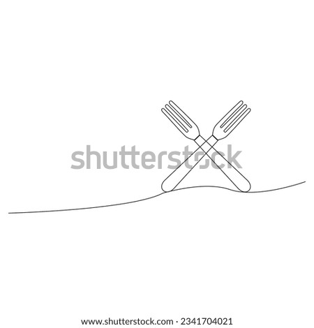 drawing line Art Continuous one design Pro vector of spoon knife and fork tableware tools vector illustration.