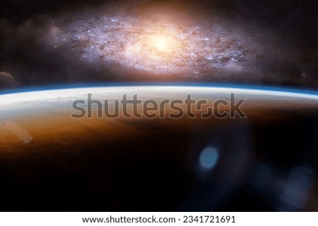 Planet Earth with stars and galaxies. Elements of this image furnished by NASA.
