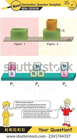 Physics, pressure of solids, Next generation problems, two boys speech bubble, template, experiment, editable, eps, vektor