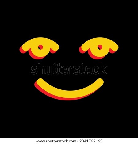 Smile icon. 3D Extruded Yellow Icon with Red Sides a Black background. Illustration.