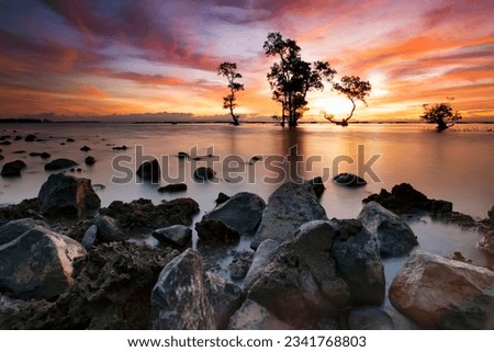 Beautiful sunset laguna beach west Java banten, Beautuful Indonesian Laguna beach west Java banten