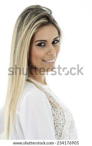 Pretty blond woman smiling