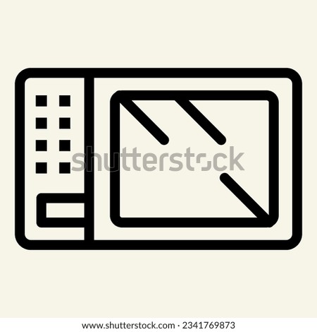 Microwave line icon. Board microwave oven symbol, outline style pictogram on beige background. Kitchen electric stove sign mobile concept web design. Vector graphics.