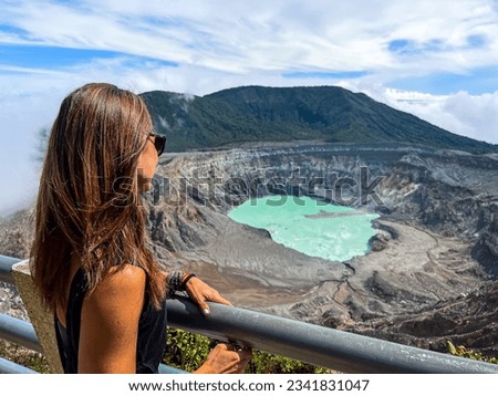 Beautiful aerial view of the Poas Volcano crater and lagoon in the National Park in Costa Rica Royalty-Free Stock Photo #2341831047