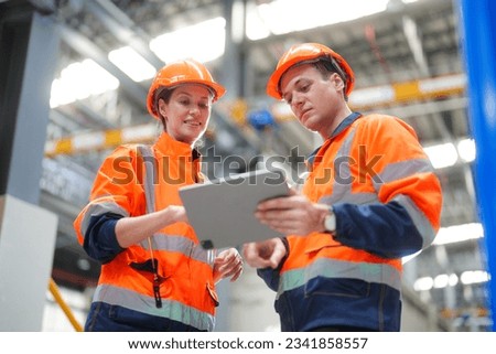 Engineer specialist and technician maintenance railway inspect construction site.  Royalty-Free Stock Photo #2341858557