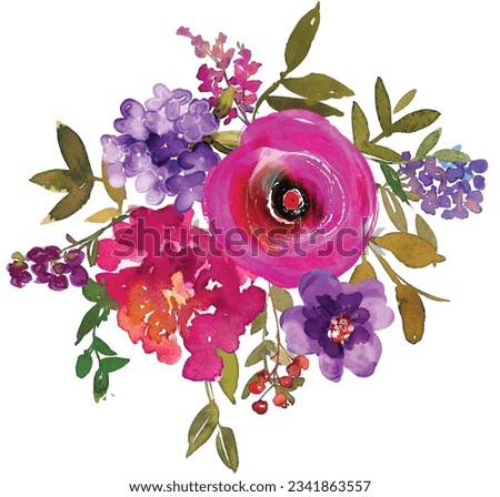 watercolor floral arrangement. Wedding decor.