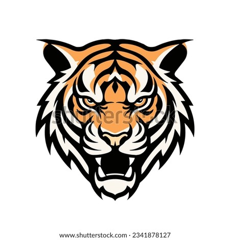 tiger animal mascot head logo, vector illustration isolated on white background