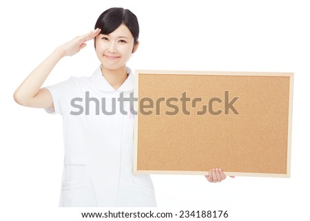 Japanese nurse with Bulletin Board