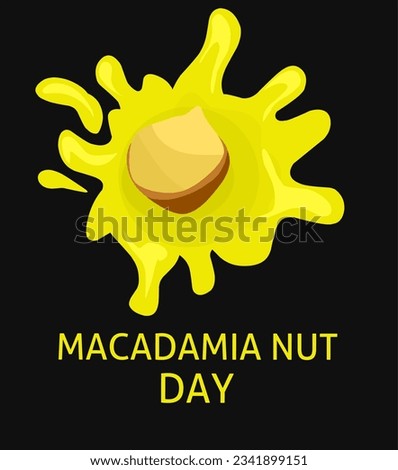 vector illustration. splash of macadamia oil, national macadamia nut day