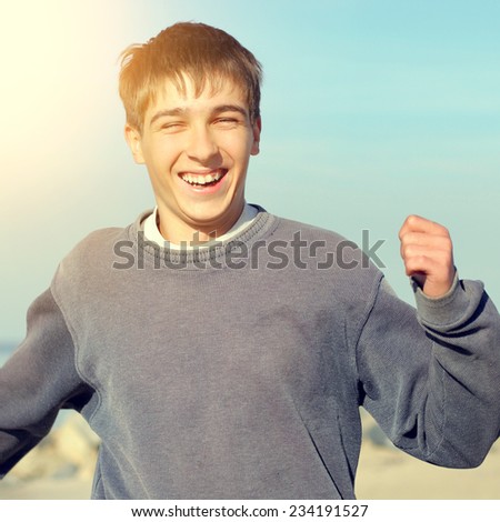 Toned photo of Happy Teenager running
