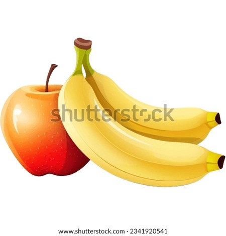 Healthy Fruits Illustration of Apple and Banana