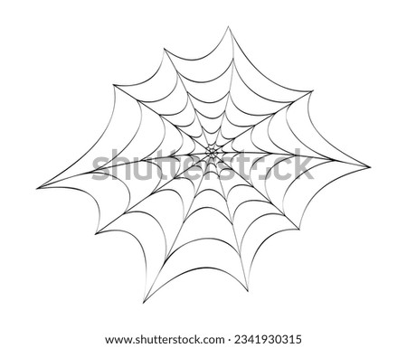 Spider web Halloween clip art. Abstract simple hand drawn black cobweb icon with irregular lines. Vector illustration isolated on transparent background