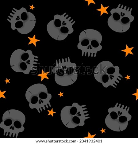 Halloween skull Vectors. Halloween seamless pattern. Skeleton Skull of death. Skull pattern with star and bat .