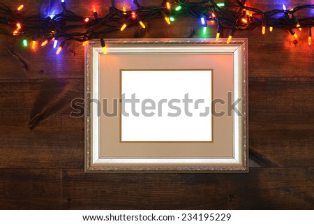 antique frame with christmas lights