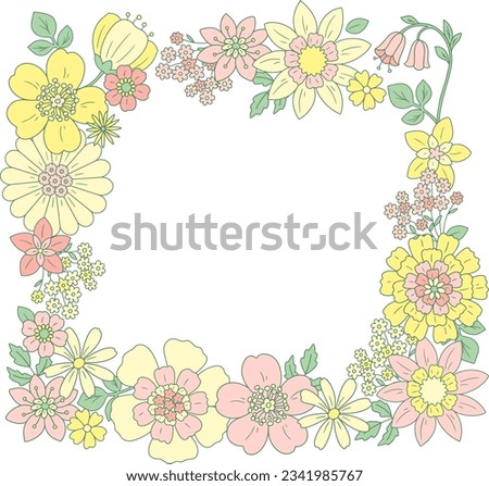 Vector Square Retro Floral Frame Illustration