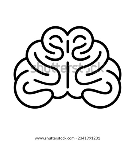 Brain icon front view, line art style icon, human mind illustration