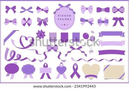 Ribbon illustration, icon, and frame design set, Purple color collections. Royalty-Free Stock Photo #2341992443
