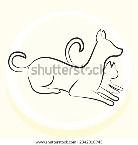 Cat and dog laying down vector