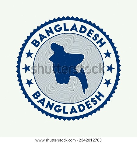 Bangladesh emblem. Country round stamp with shape of Bangladesh, isolines and round text. Beautiful badge. Authentic vector illustration.