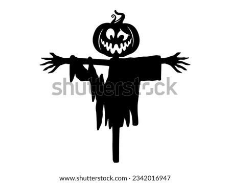 Halloween Scarecrow with Silhouette Illustration