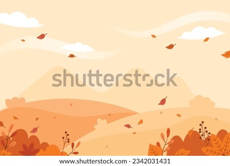 Natural autumn landscape background vector design illustration Royalty-Free Stock Photo #2342031431