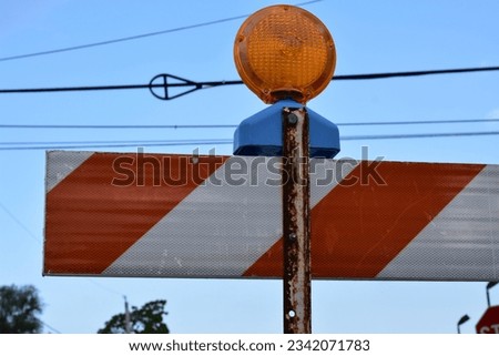 Orange and White Barricade with Light in Burlington, Wisconsin