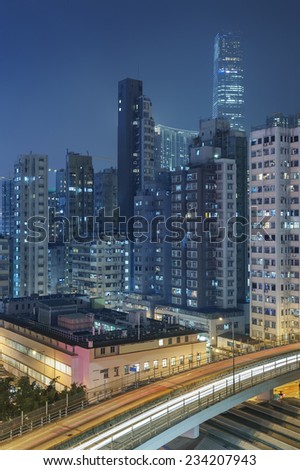 Buildings in Hong Kong at night