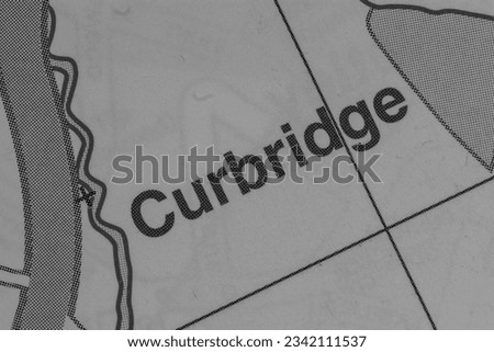 Curbridge near Southampton in Hampshire, England, UK atlas map town name in black and white