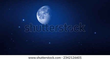 Night cloudless sky shining stars and moon