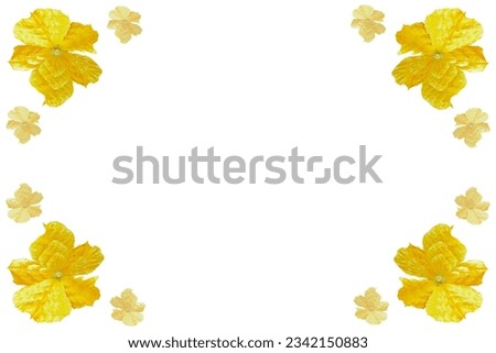 Pictures of yellow flowers that have been cut and then used to edit, adjust the image, add it to the background or photo frame, or design it as a card for important days.