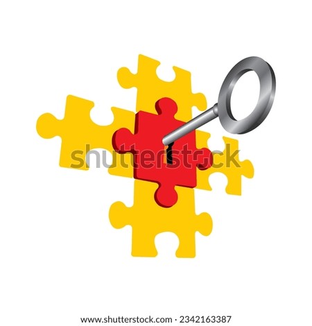 success concept puzzle with key stock illustration.