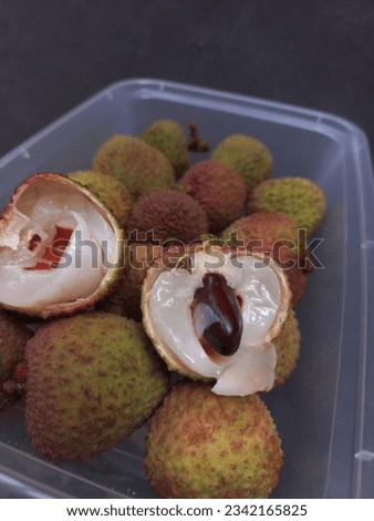 Lychee fruit or Buah Leci stock photo with brown seed, High-Res Picture and Images