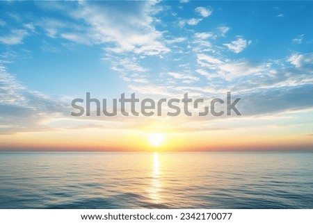 Sunset,Blue sea and blue sky with clouds nature background