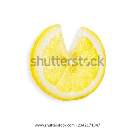 Top view Slice of Lemon isolated on white background. Lemon clipping path.