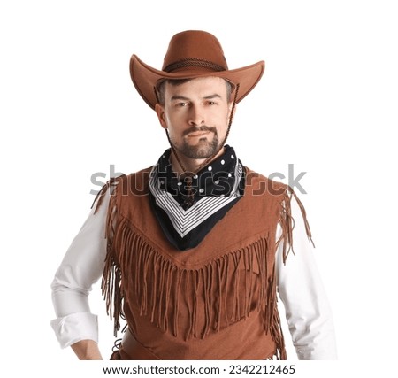 Handsome cowboy on white background Royalty-Free Stock Photo #2342212465