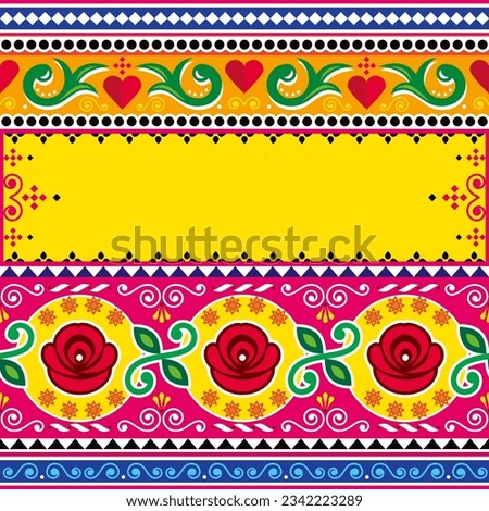 Pakistani and Indian vector template pattern with empty space for text -  greeting card with  roses, Diwali vibrant decoration. Unique repetitive background with no text inspired by traditional art