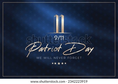 Usa Patriot day 9.11, plane crash social media design. Nine eleven twin tower vector. we will never forget. Royalty-Free Stock Photo #2342223919