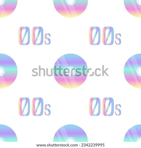 Seamless pattern 00s y2k disk cd dvd Royalty-Free Stock Photo #2342239995