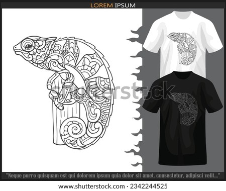 Chameleon mandala arts isolated on black and white t shirt.