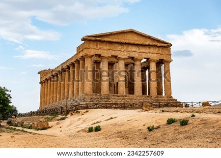 The famous Temple of Concordia in the Valley of Temples near Agrigento, Sicily, Italy Royalty-Free Stock Photo #2342257609