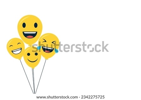 Happy world smile day Background with balloon emojis composition.