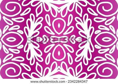 Beautiful colourful  gradient background with white flower leaf line art pattern of indonesian culture traditional batik
