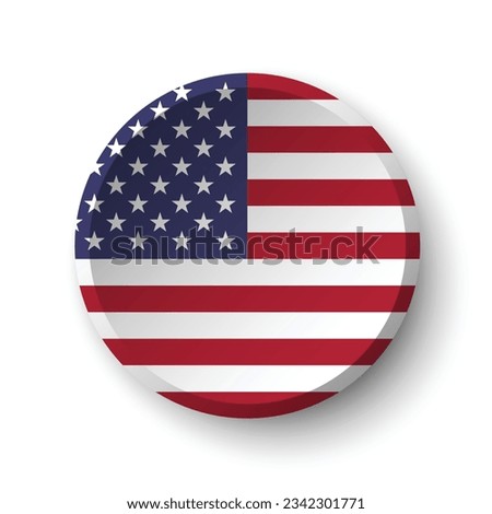 The American flag. Button flag icon. Standard color. Circle icon flag. 3d illustration. Computer illustration. Digital illustration. Vector illustration.