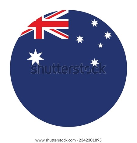 The flag of Australia. Flag icon. Standard color. Circle icon flag. 3d illustration. Computer illustration. Digital illustration. Vector illustration.